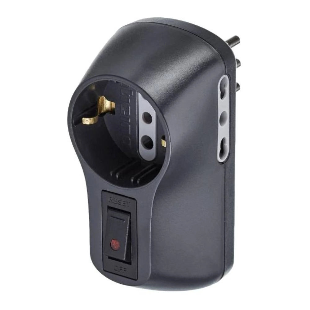 Adattatore bticino s3610gb bsafe 1 presa tedesca e 2 bipasso 10/16a grigio