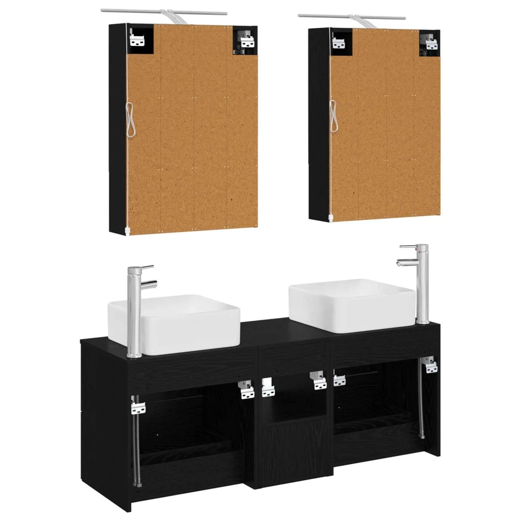 Set di mobili per il bagno 5 pcs Rovere Nero 3406760