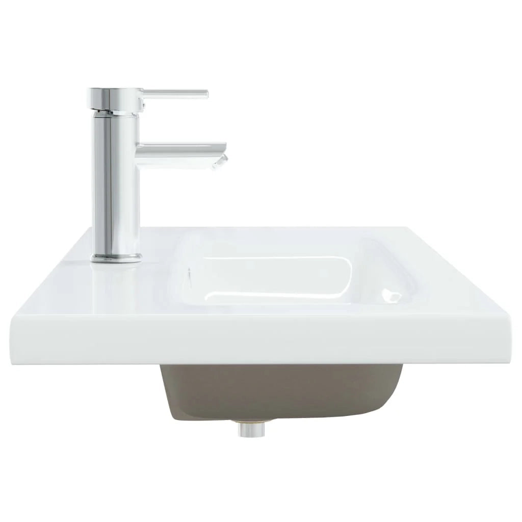 Lavabo da bagno con rubinetto integrato 101 cm ceramica bianca 02_0002799