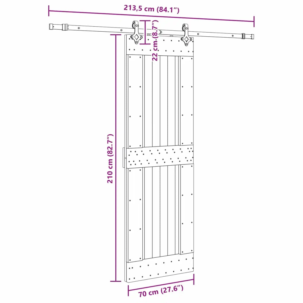 Porta scorrevole NARVIK Naturale e Nero 70 x 210 cm (213,5 cm) 3445329