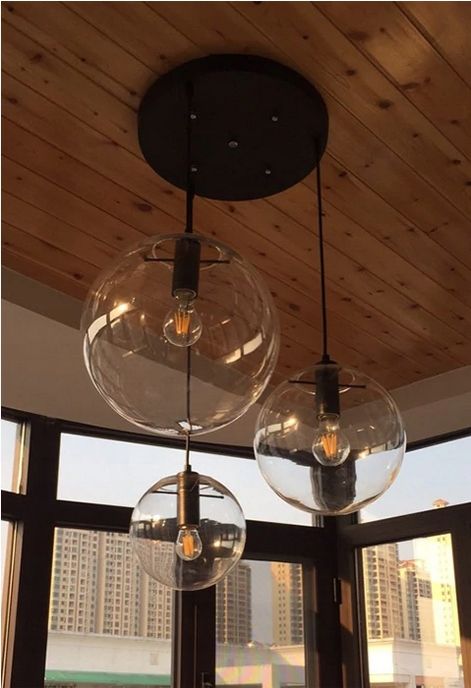 Lampada Da Soffitto Pensile Di Vetro Lassi Black 20+25+30 Cm