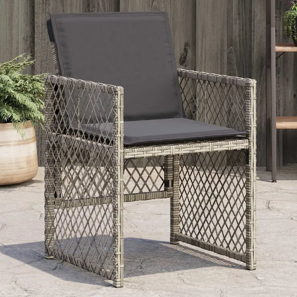 Sedie da Giardino con Cuscini 4 pz | Sedie da Esterno Grigio in Polyrattan