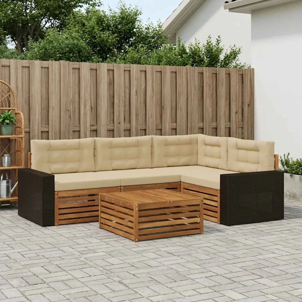 Set di divani da esterno 5 pcs Naturale e Beige 79 x 79 x 37 cm 3383336