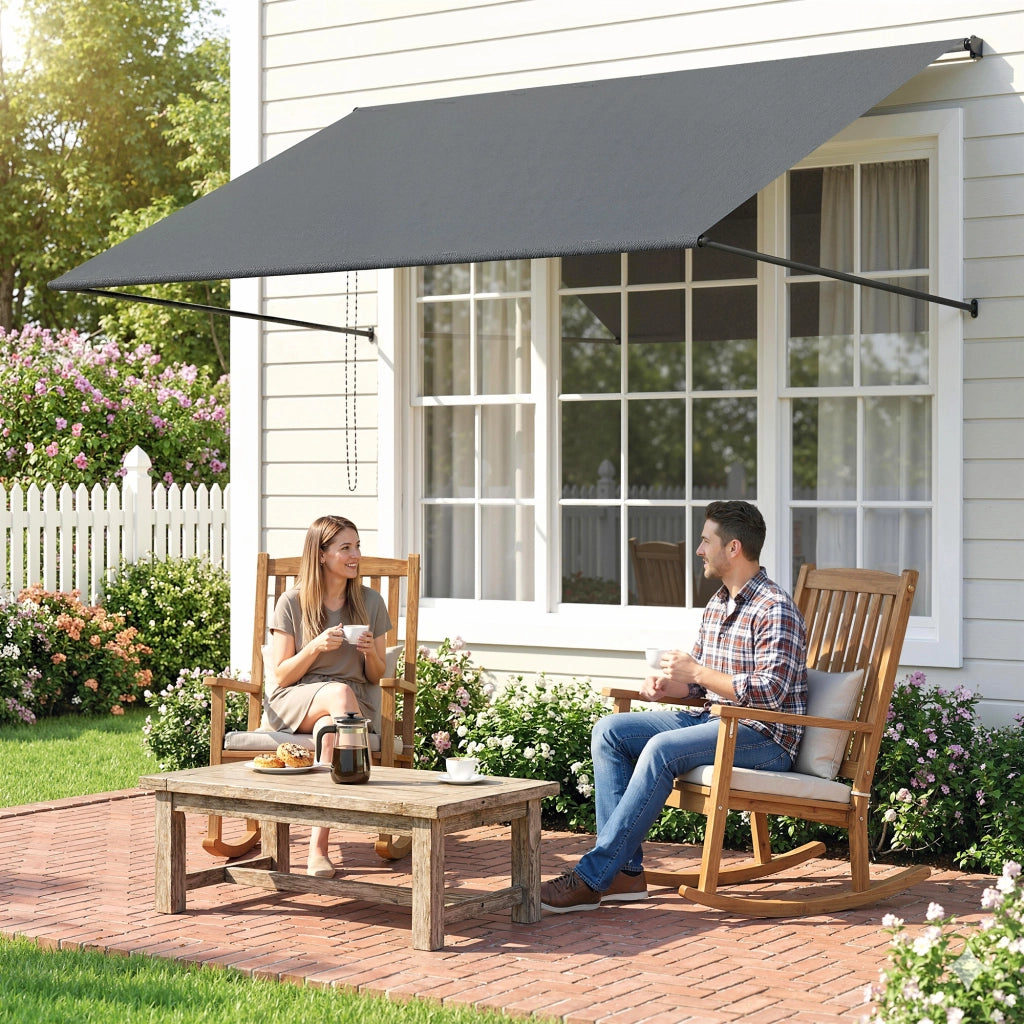 Tenda da sole retrattile a braccio ¨C Zephmum ¨C Grigio scuro in alluminio e poliestere 195x120 cm