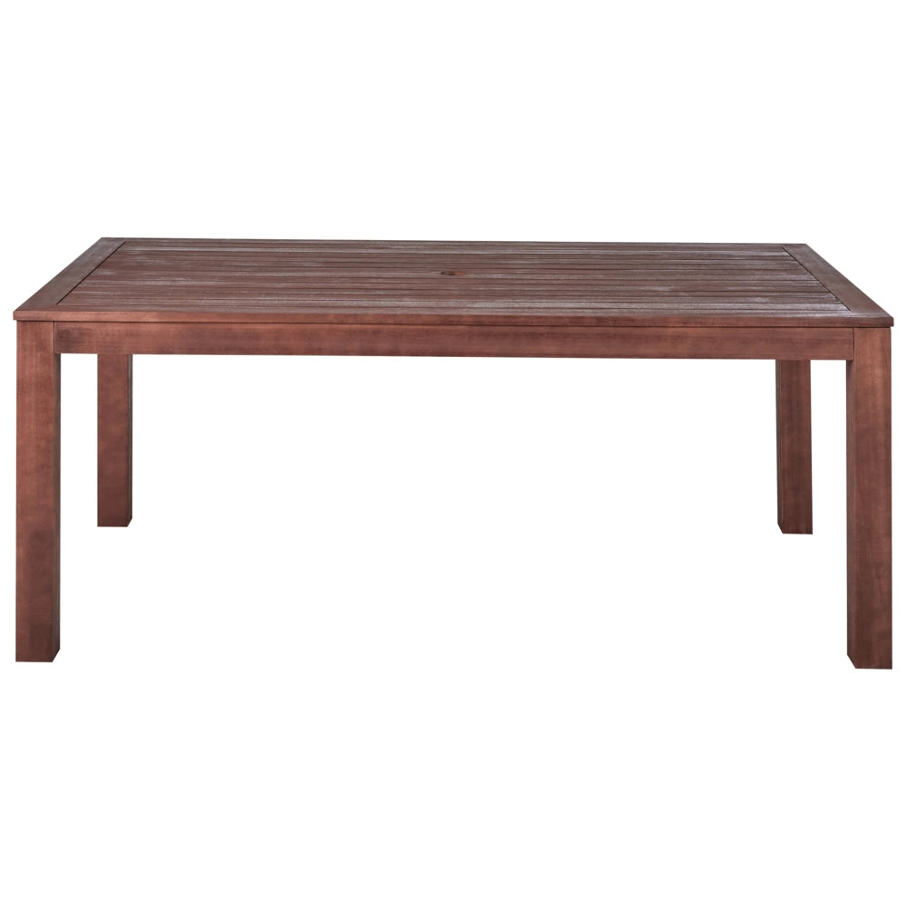 Tavolo da pranzo da giardino in legno di eucalipto scuro 180 x 100 cm 6 posti per esterni e interni dal design moderno