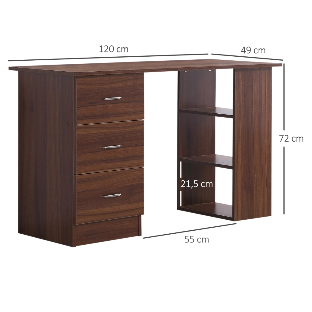 Scrivania con cassetti e ripiani ¨C Minimal ¨C 120x50 cm, noce