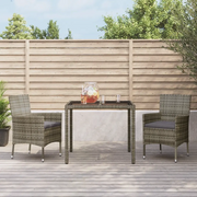 Set da Pranzo da Giardino 3 pz con Cuscini in Polyrattan Grigio 3187332