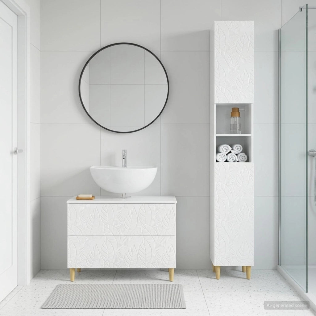 Set di Armadi da Bagno da 2 Pezzi DELFT Bianco Lucido 3417544