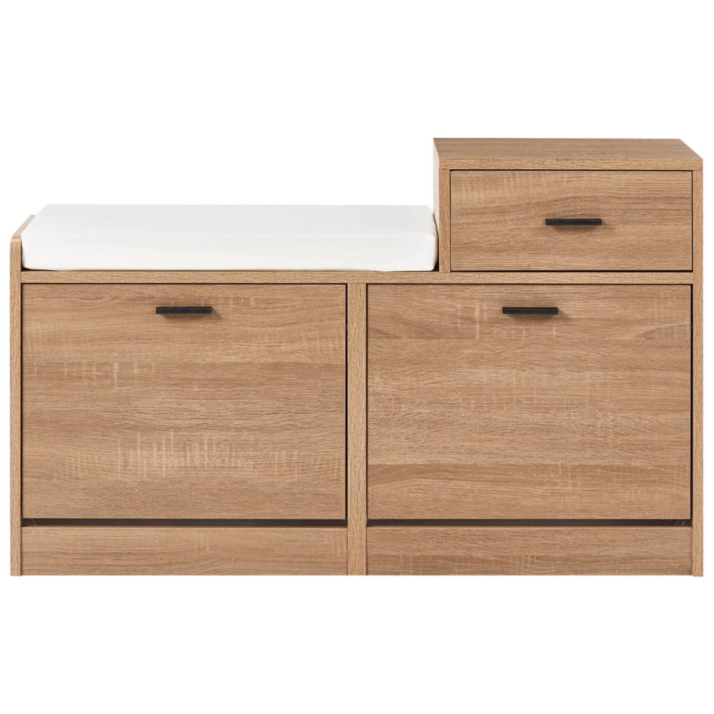 Armadietto porta scarpe Marrone chiaro con sedile in truciolato 2 scomparti Design scandinavo corridoio