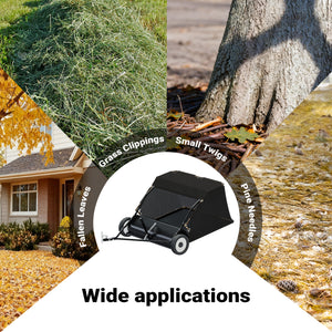 Spazzatrice trainata da prato per trattorini 105cm di larghezza Ruote in gomma da 266x60mm