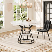 Tavolo da pranzo rotondo 100x100x76 cm con ripiano; MDF e metallo nero