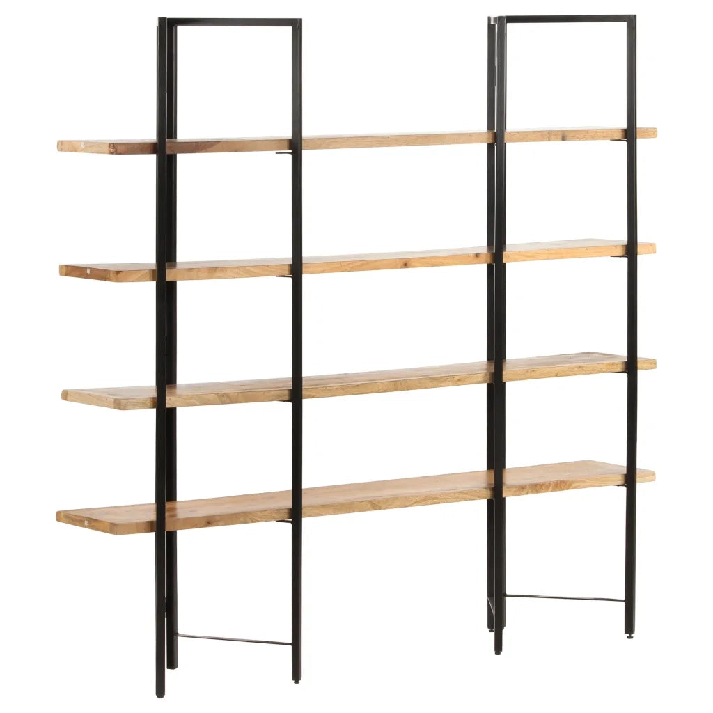 Libreria a 4 Livelli-Scaffale per Libri-Mobile di Stoccaggio 160x35x160 cm in Legno Massello di Mango