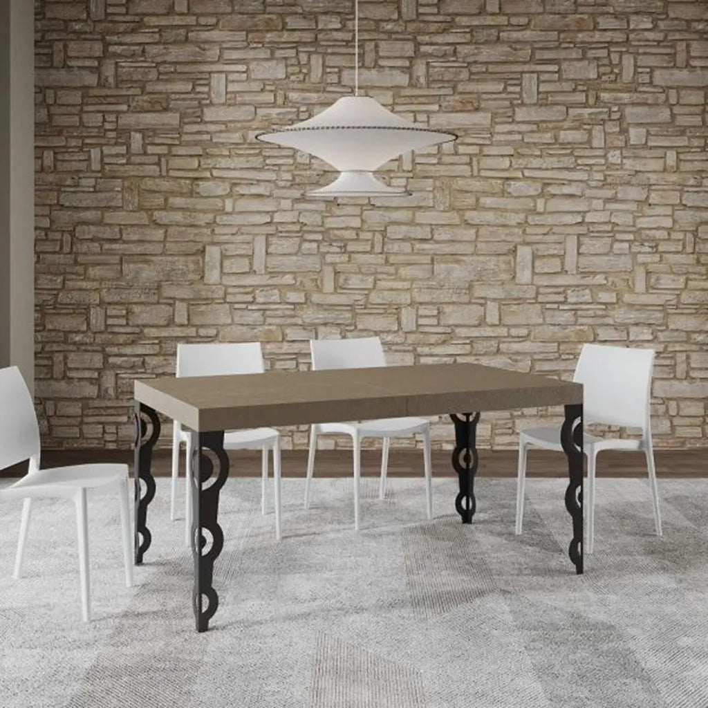 Tavolo allungabile 160/264x90 cm Karamay Premium tortora gambe antracite