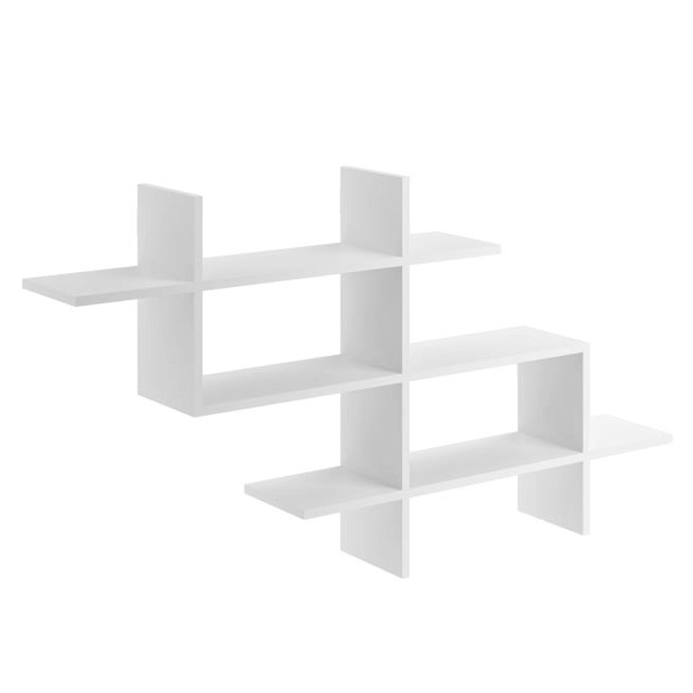 Mensola Libreria 3 Ripiani Geometrica in Legno Salvaspazio 150x82x22 cm Bianco