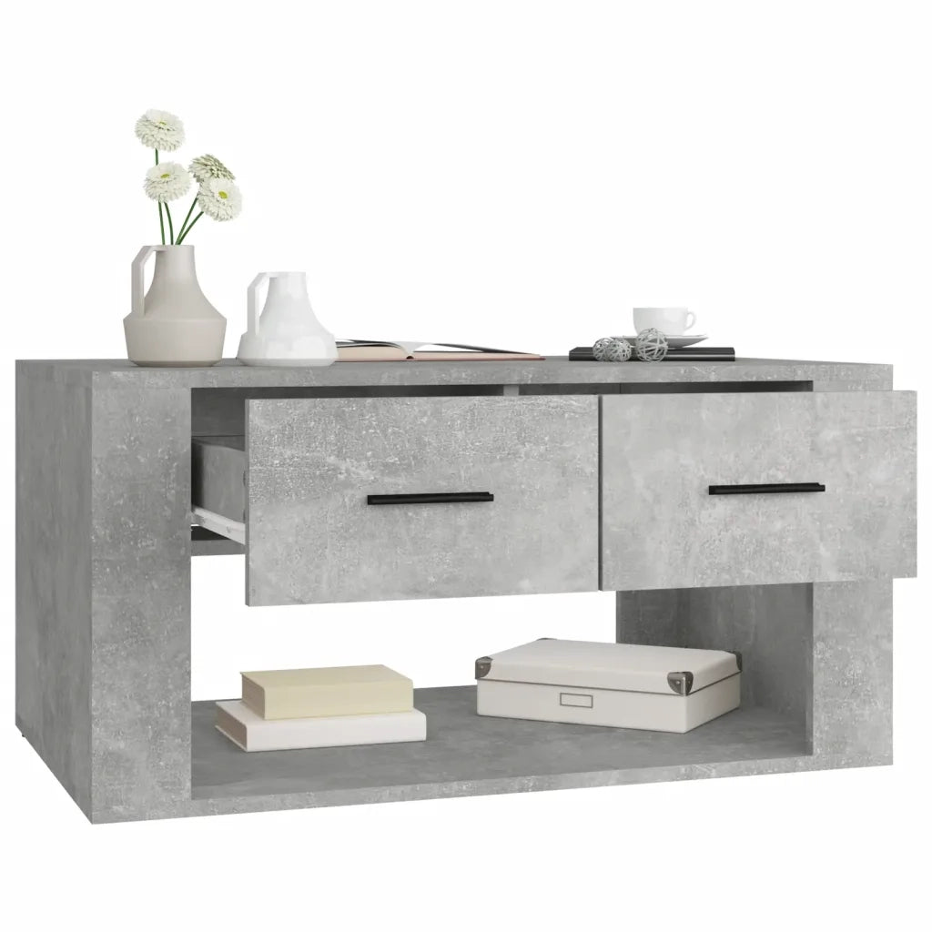 Tavolino da Salotto Grigio Cemento 80x50x40cm Legno Multistrato