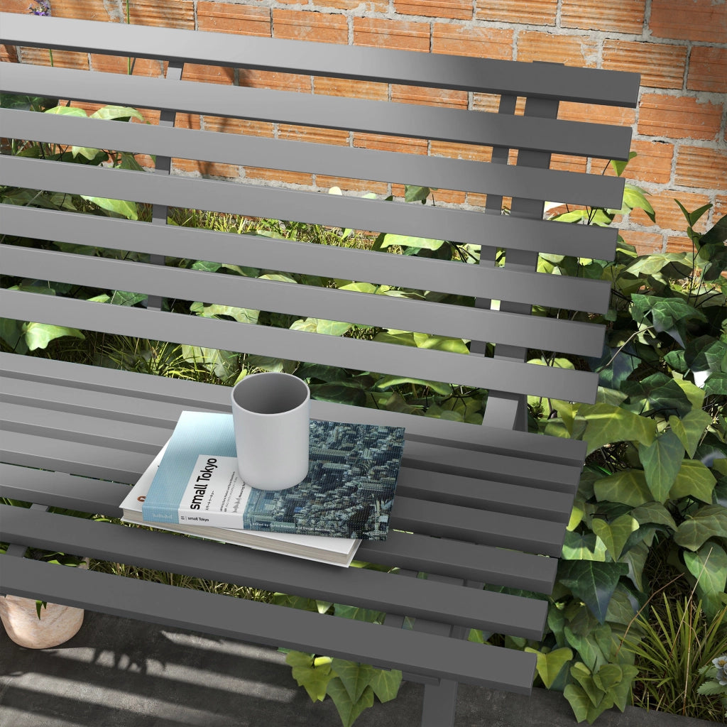Panchina da giardino 2 posti ¨C zephmum ¨C alluminio grigio 123x67x79 cm