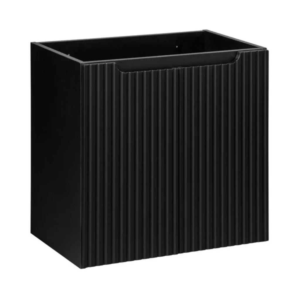 Set bagno VANO 60cm: mobile sottolavabo con ante a scanalature verticali + lavabo incassato bianco