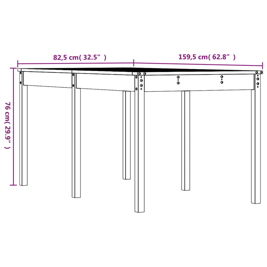 Tavolo da Giardino 159,5x82,5x76 cm in Legno Massello di Pino 823976