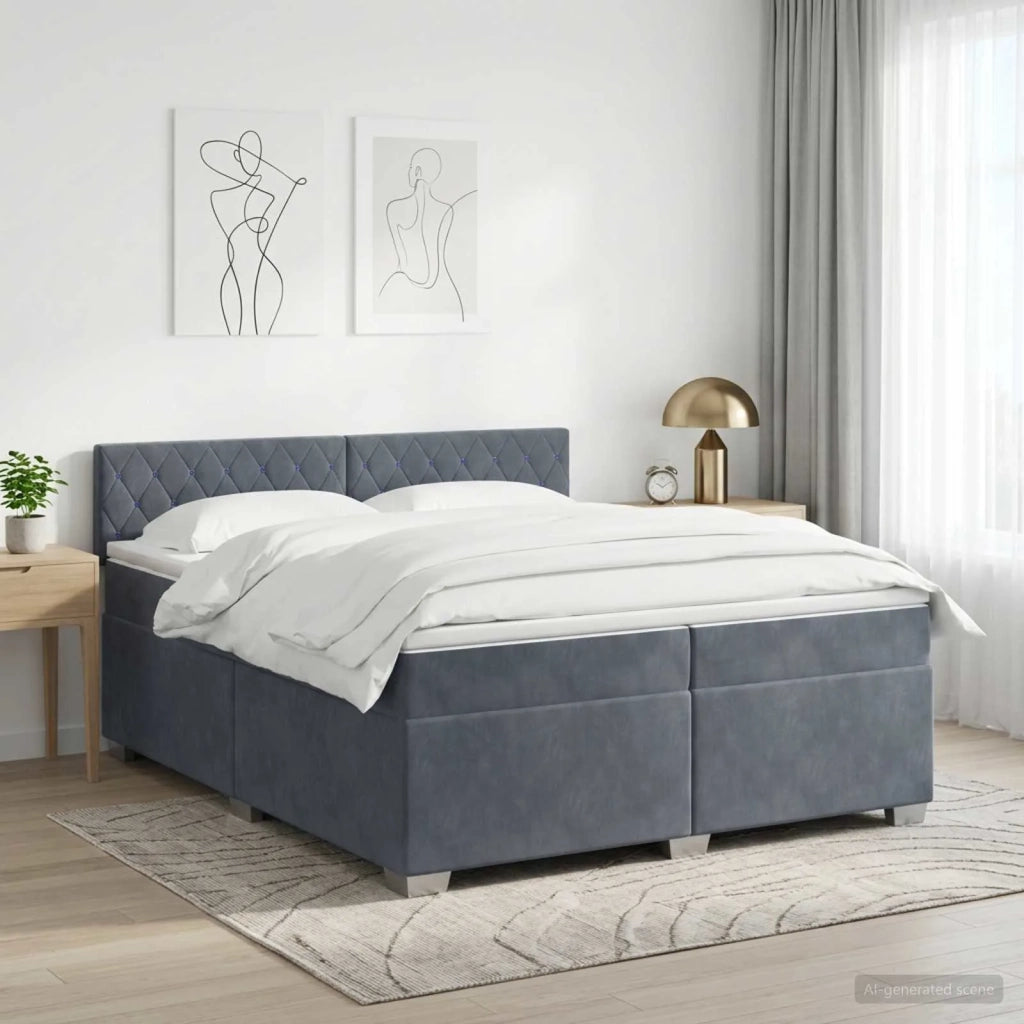 Letto box spring con materasso Grigio Scuro 200 x 200 cm 3450777