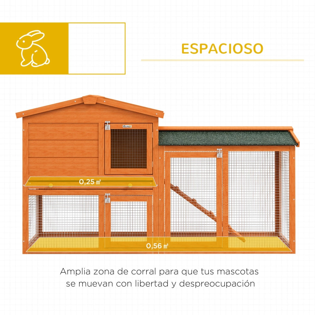 Gabbia per Conigli Grande 150x45x85 cm ¨C zephmum ¨C Legno
