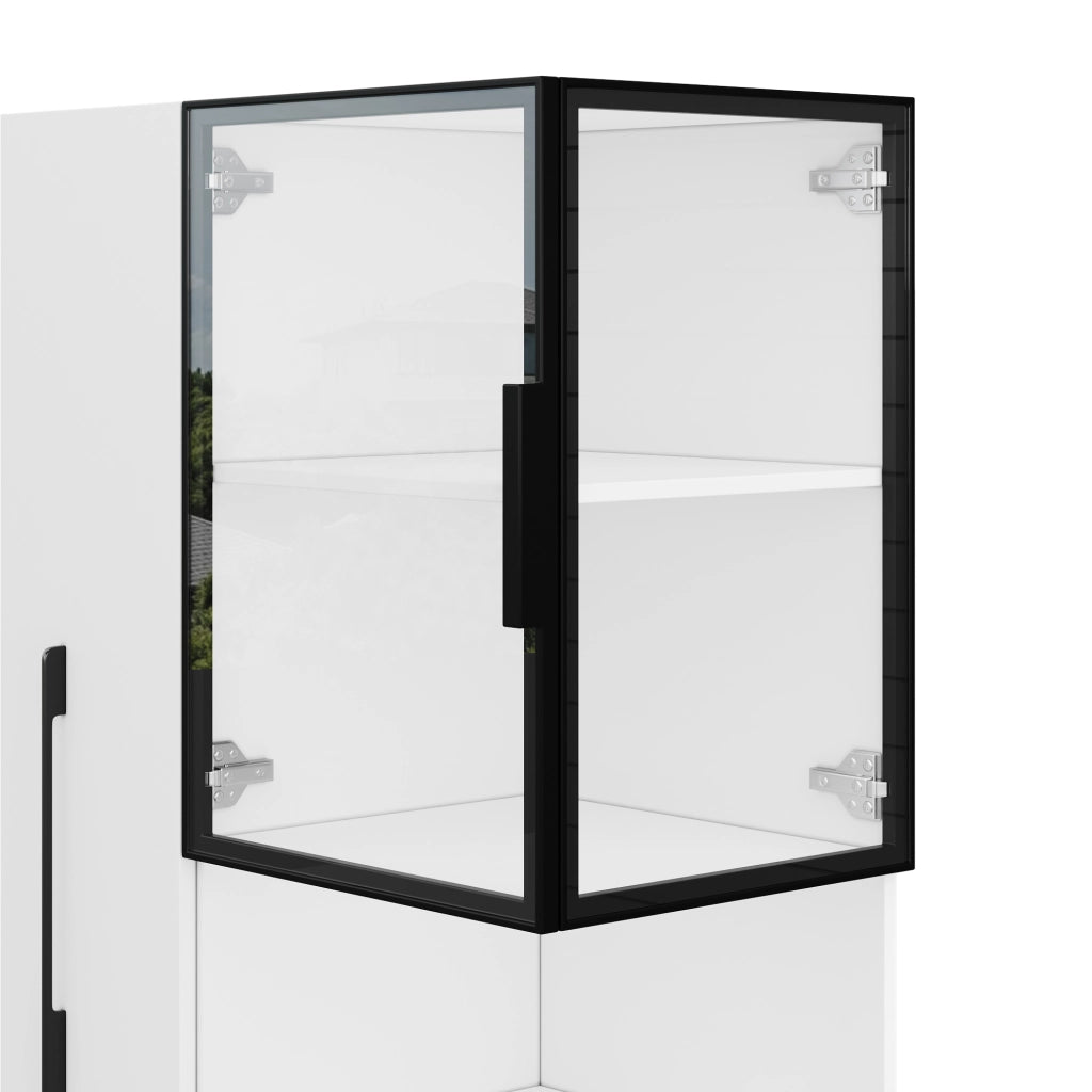 VETRINA in MDF e vetro 70 x 38 x 160 cm Bianca con LED e ripiani estraibili