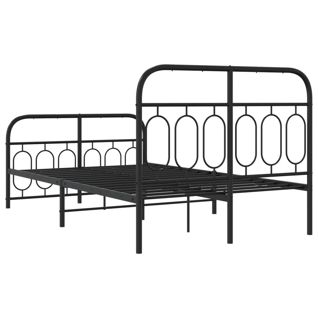 Giroletto con Testiera e Pediera Metallo Nero 120x190 cm 377132
