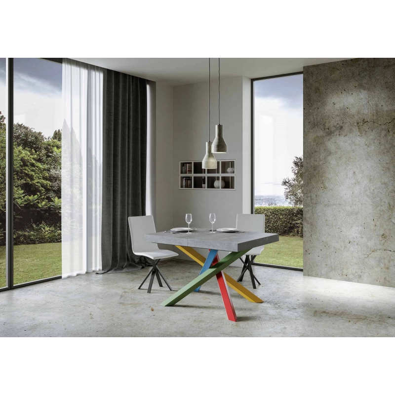 Tavolo allungabile 90x140/244 cm Volantis Premium telaio gambe 4 colori (B) - Cemento