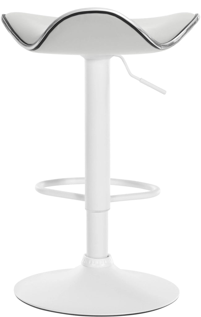 Sgabello Shanghai in similpelle bianco,Metallo bianco opaco