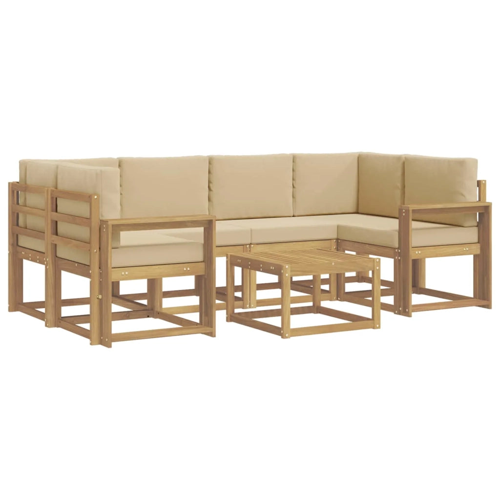 Set di divani da esterno con cuscino 7 pcs Bianco e Beige