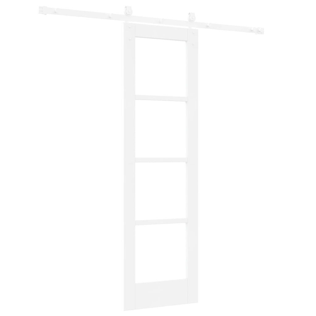 Set Porta Scorrevole con Maniglieria  Bianca 61x198.5 cm Legno Massello di Pino
