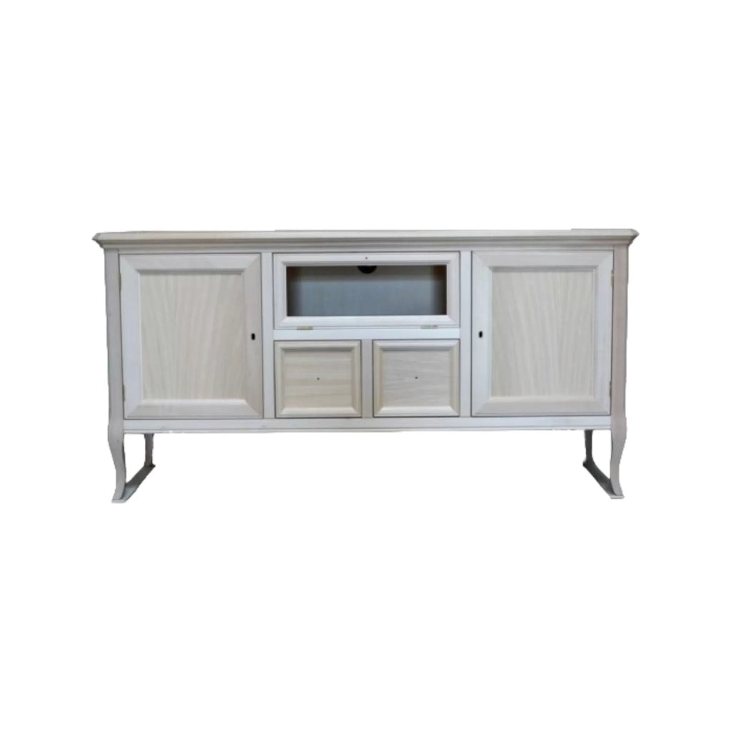 Porta tv classico 2 porte 2 cassetti in legno grezzo l.140 p.45 h.70 - Mobili 2G