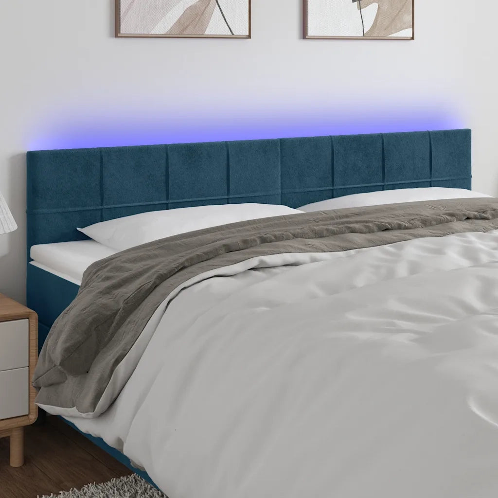Testiera | Testata a LED Blu scuro 160x5x78/88 cm in Tessuto