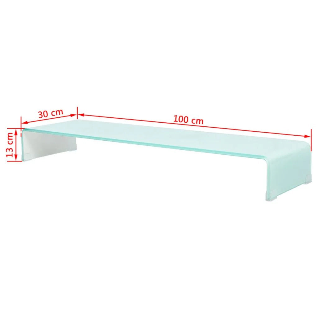 Pratico supporto TV/buffet/supporto per monitor di design per TV in vetro bianco da 100 cm 2502222
