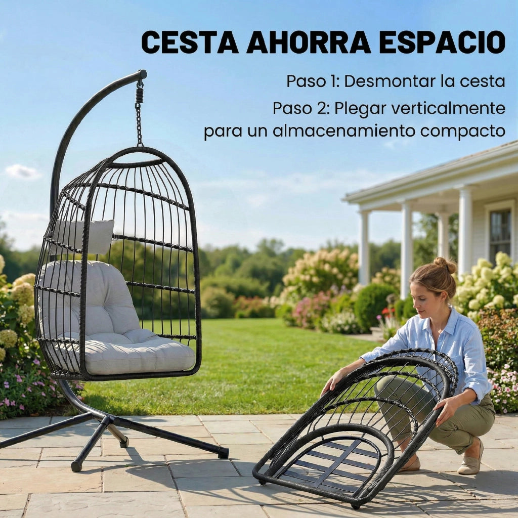 Sedia Huevo Sospesa ¨C zephmum ¨C Grigio Chiaro con Cuscino e Supporto