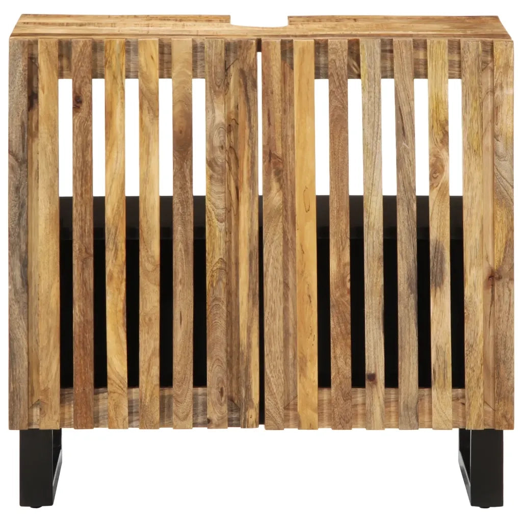 Mobile Lavabo da Bagno-Armadietto da bagno 62x34x58cm Legno Massello Mango Grezzo