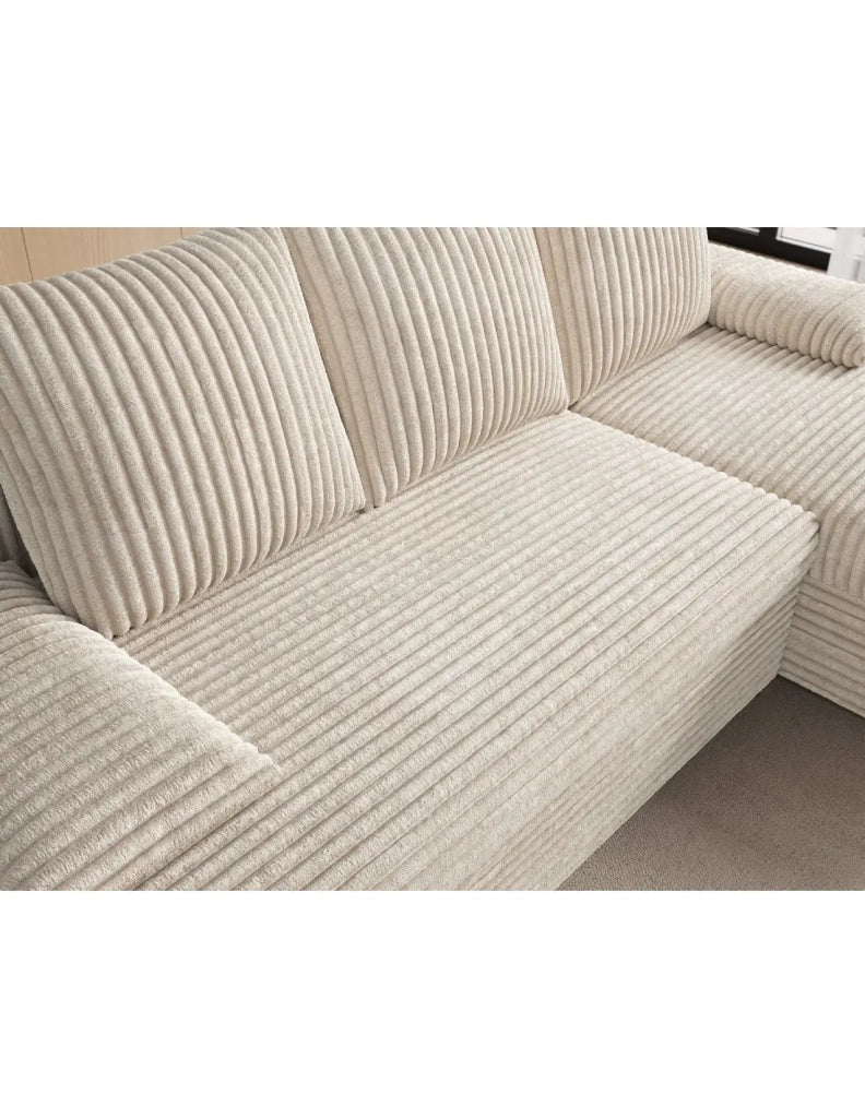 Divano ad angolo Beige chiaro 3 posti con contenitore per biancheria 206x90x146cm GINA