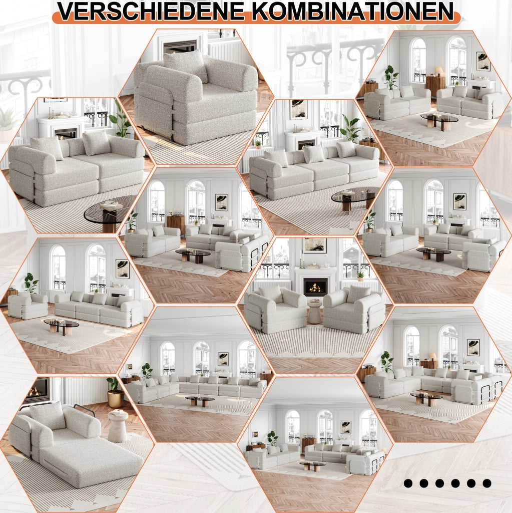 Poltrona letto 2 in 1 in ciniglia khaki con vano portaoggetti nel bracciolo