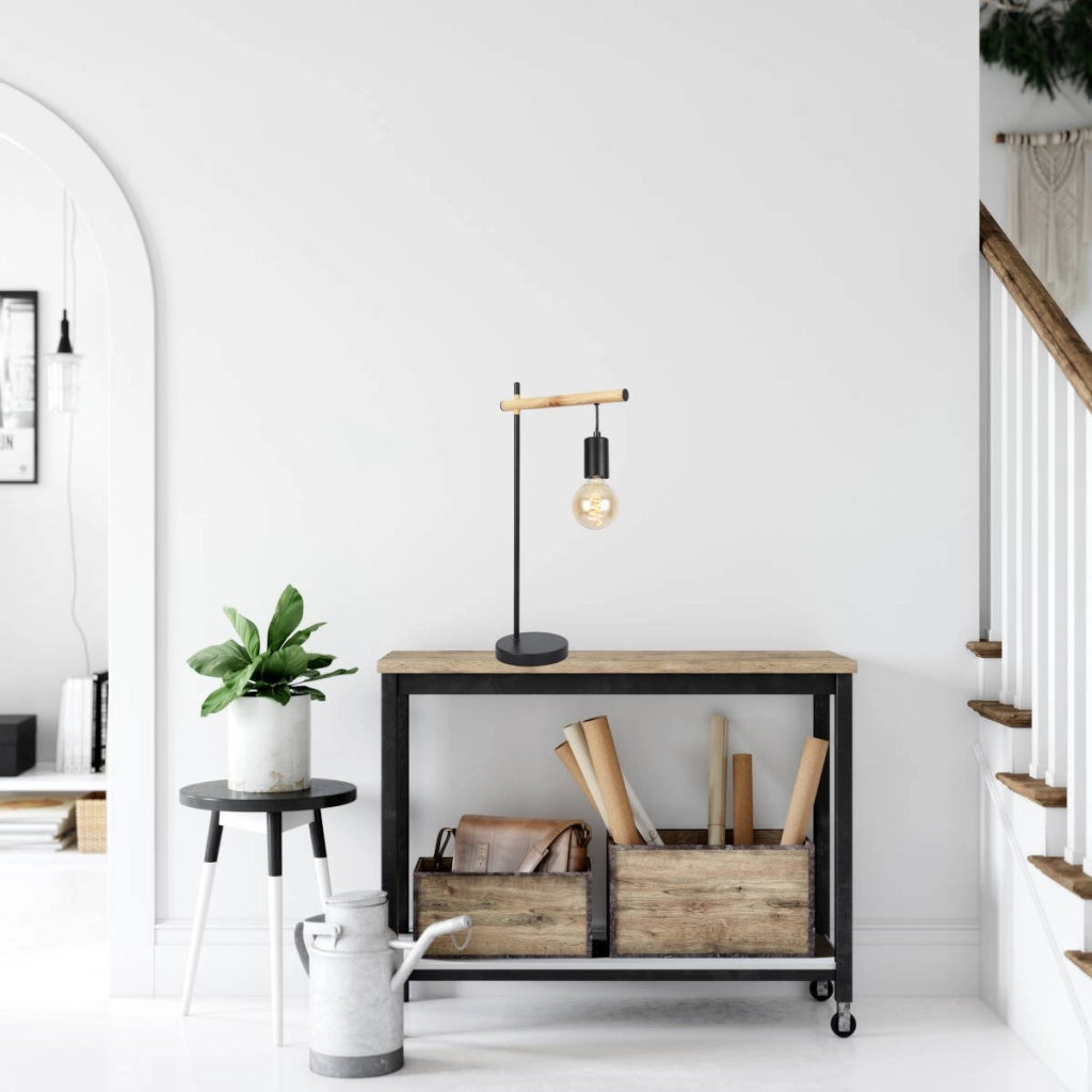 Lampada da tavolo Candellux IZZY 1xE27 nera legno
