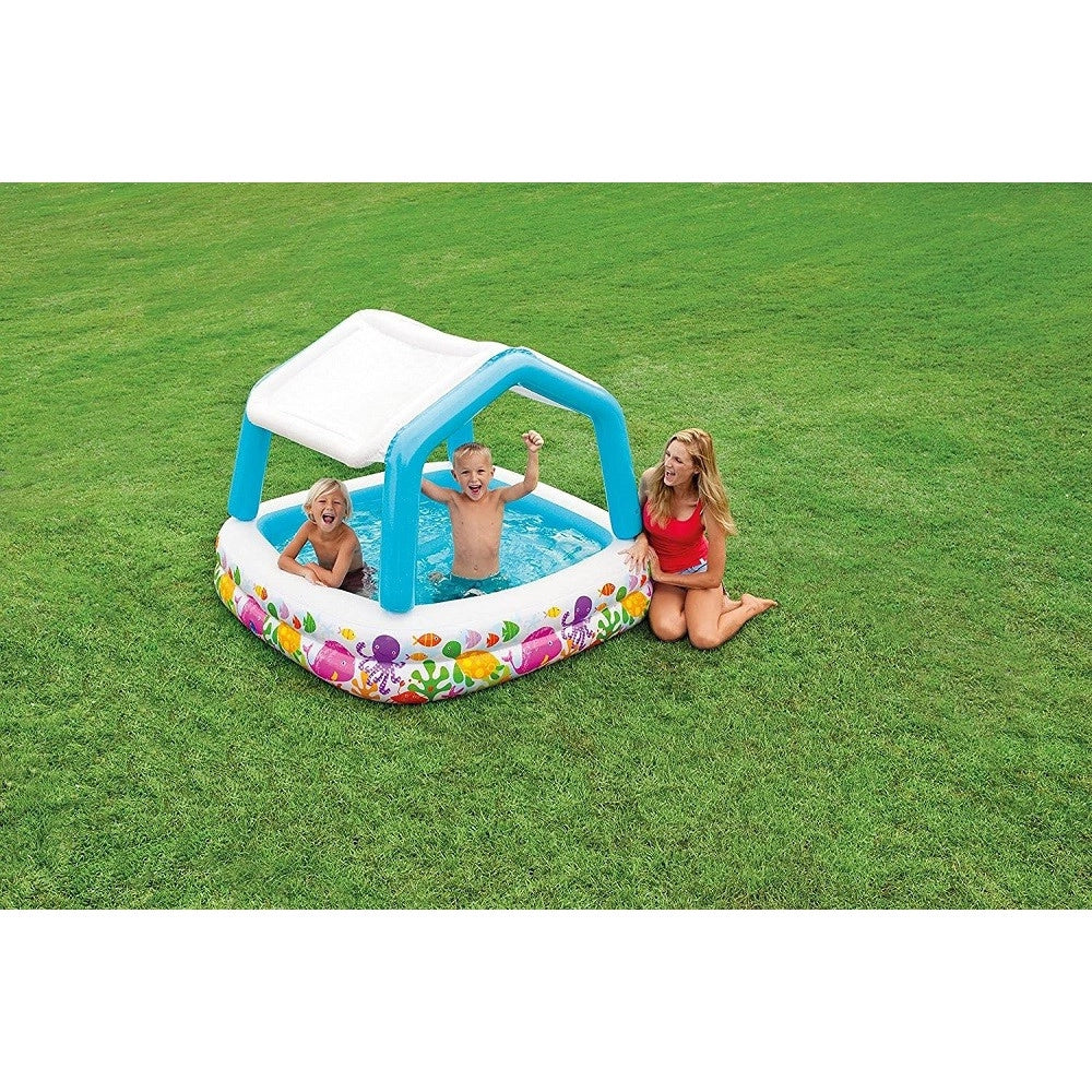 Trade Shop - Piscina Acquario Parasole Rimovibile Multicolore Gonfiabile 157x157x122cm 57470 -