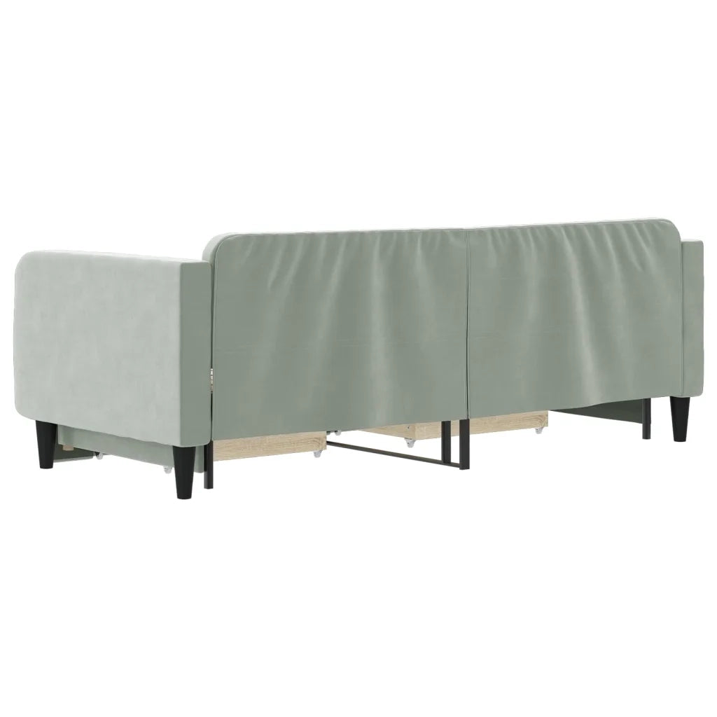 Divano Letto Estraibile Cassetti Grigio Chiaro 90x200cm Velluto 3197111
