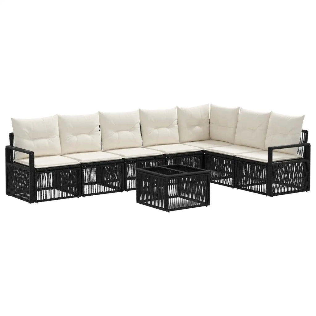 Set Divano da Giardino 8 pcs Nero polyrattan