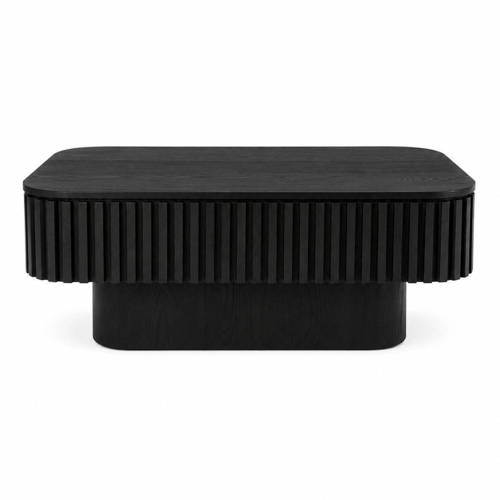 Tavolino da salotto 98 cm; coffee table with hidden storage e coperchio rimovibile; MDF e legno; nero