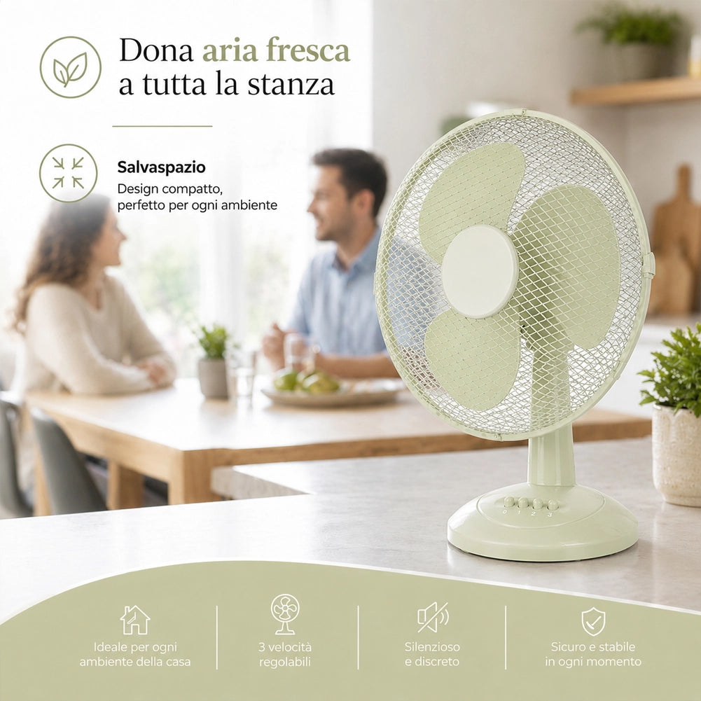 Ventilatore da Tavolo Autoportante SalviaPotenza 45W Diametro 40cm 3 Velocità