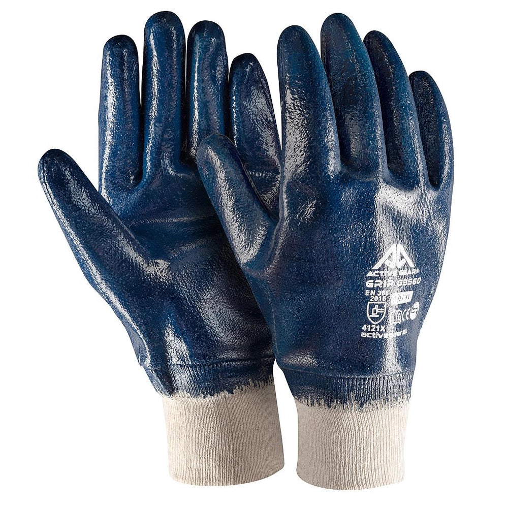 GUANTI DA LAVORO NBR BLU POLSINO ELASTICIZZATO RICOPERTO TG.XXL 12PAIA ACTIVEGEAR G3561