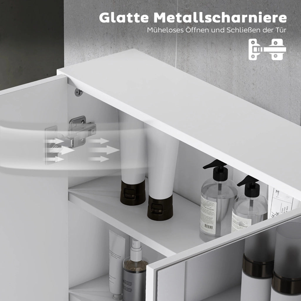 Specchio Armadietto Bagno con 3 Ante ¨C Zephmum ¨C Bianco 90x15.5x60 cm