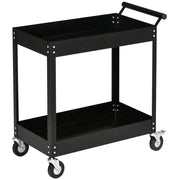 EasyComfort Carrello Porta Attrezzi a 2 Ripiani in Acciaio, 84.5x38x84cm, Nero