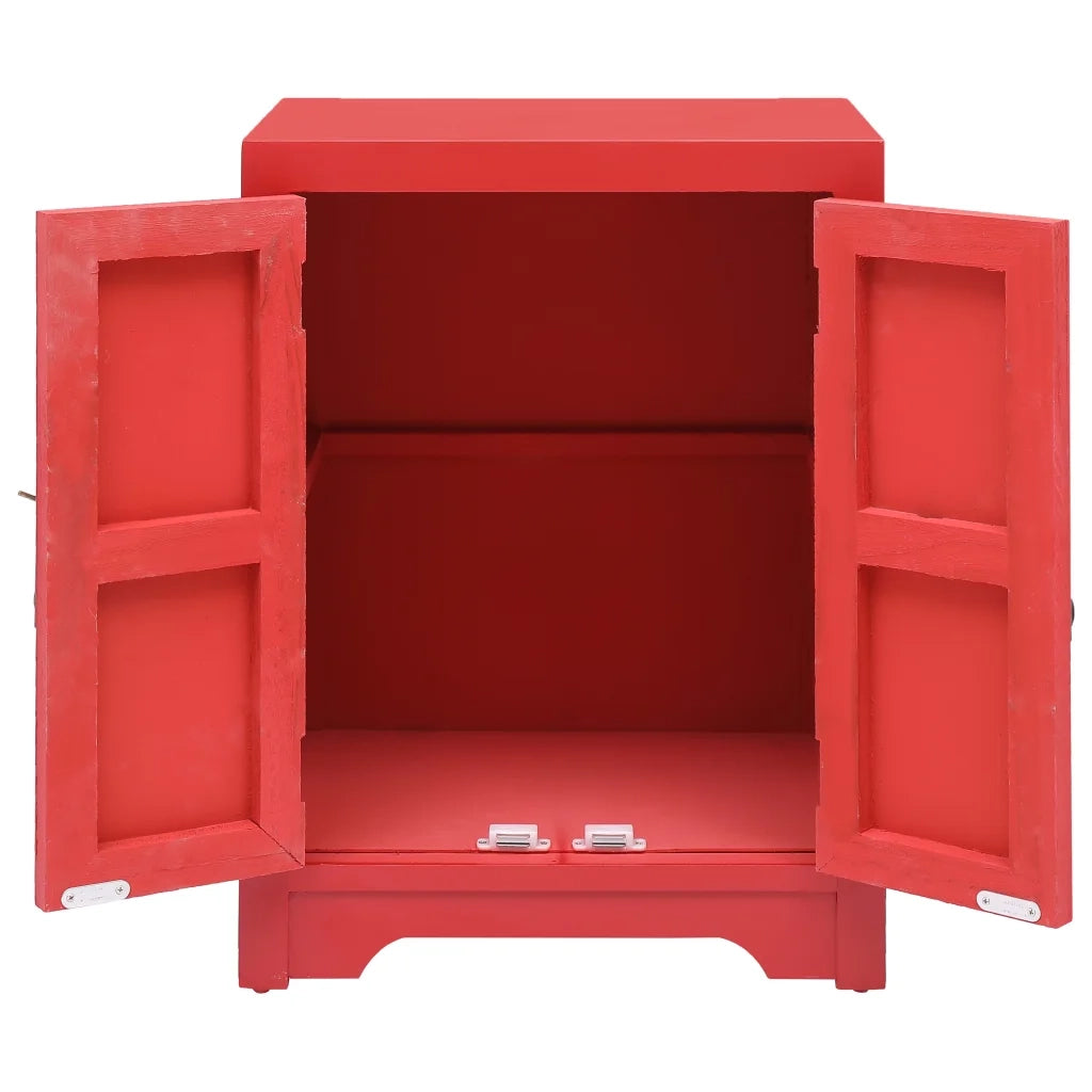 Comodino Rosso 38x28x52 cm in Legno di Paulownia  cod mxl 52143