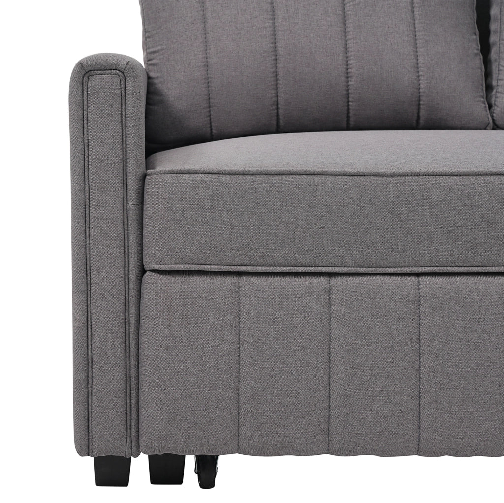 Divano letto pieghevole 127x75x94 cm con schienale regolabile e 2 cuscini in schiuma grigio antico