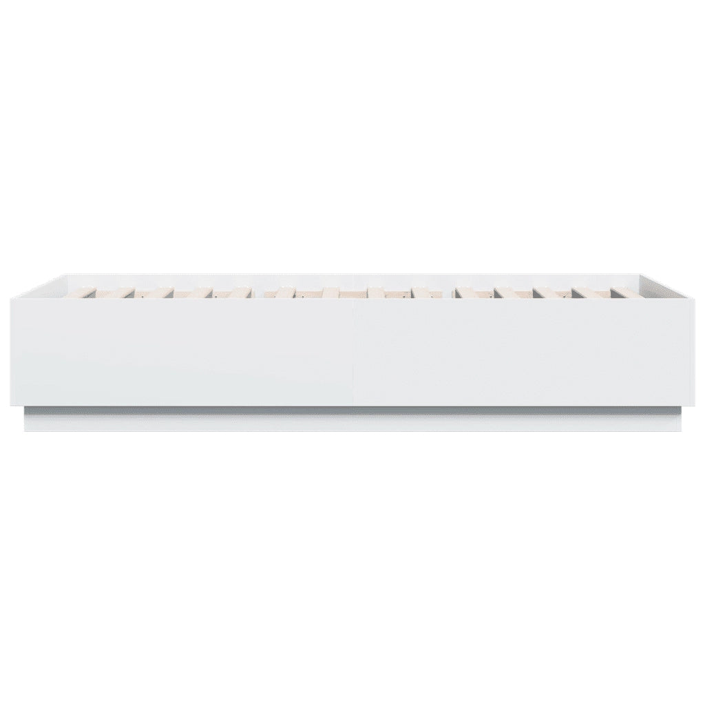 Giroletto con Luci LED-Struttura Letto Bianco 100x200 cm in Legno Massello 908747