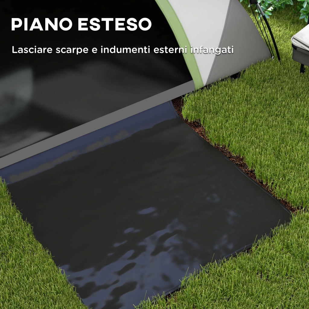 Tenda da Campeggio 2 Posti con Finestra a Rete 210x110x150 cm in Poliestere e Fibra di Vetro Grigio e Verde